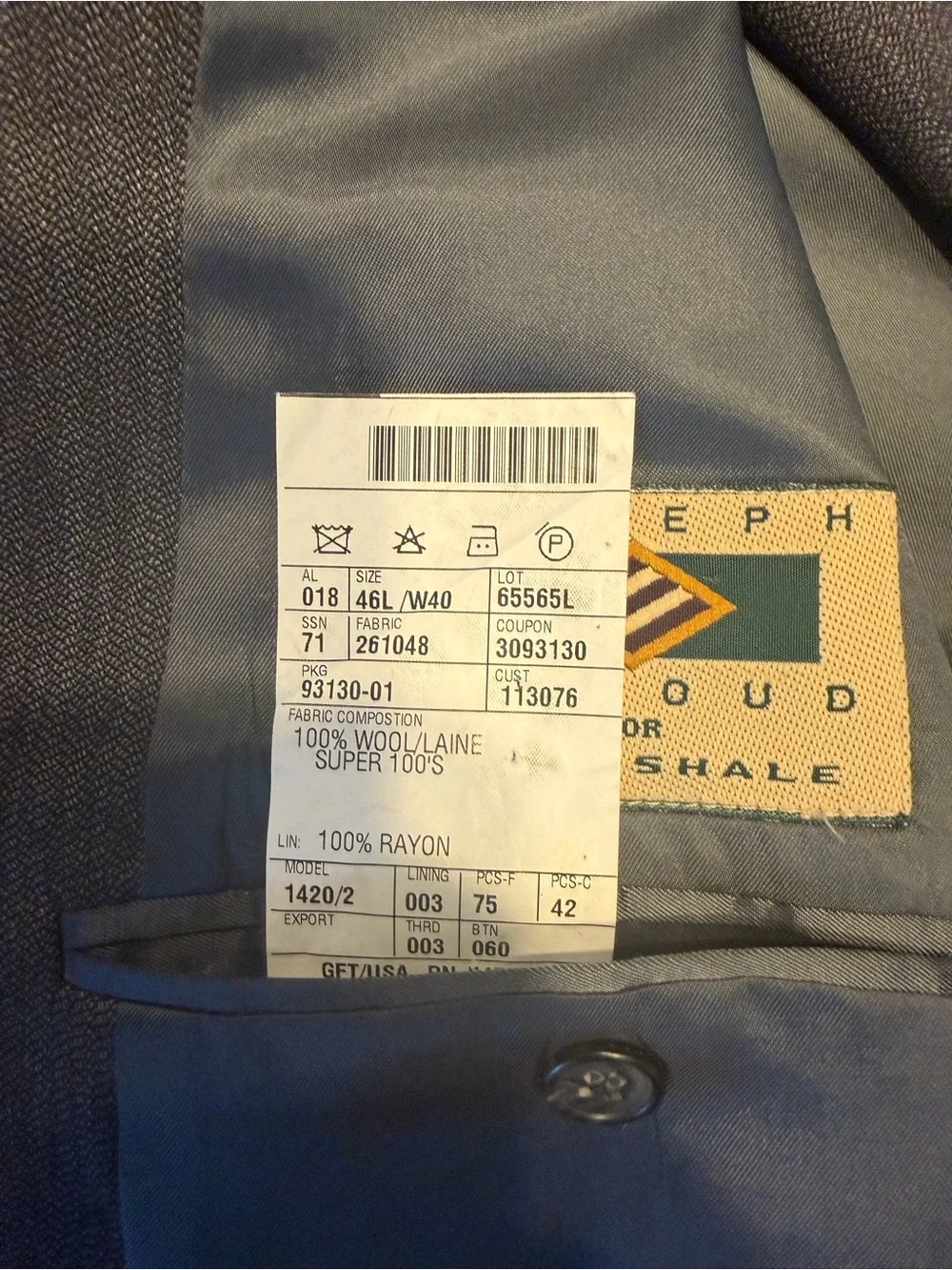 Men's Gray Joseph Abboud Classic Three-Button Suit Blazer and Pants
